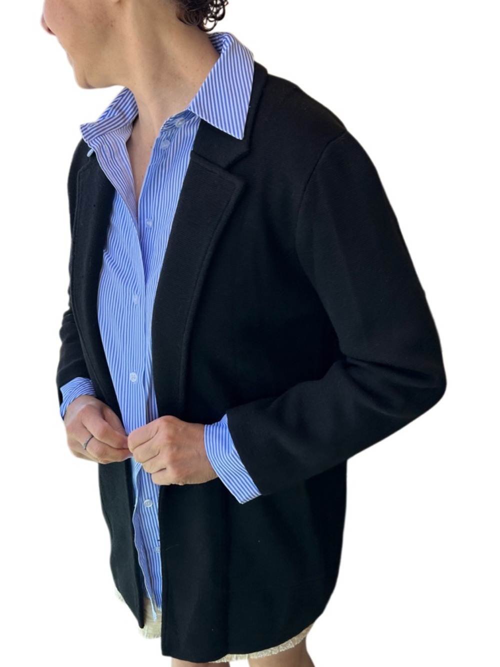 J.Crew Black Sophie Open Front Sweater Blazer (Merino Wool)